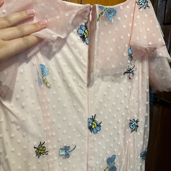 Betsey Johnson Pink Polka Dot Bug Midi Dress - Picture 8 of 9